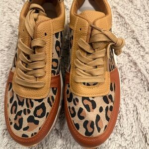 Leopard Print Sneakers with Tan Accents